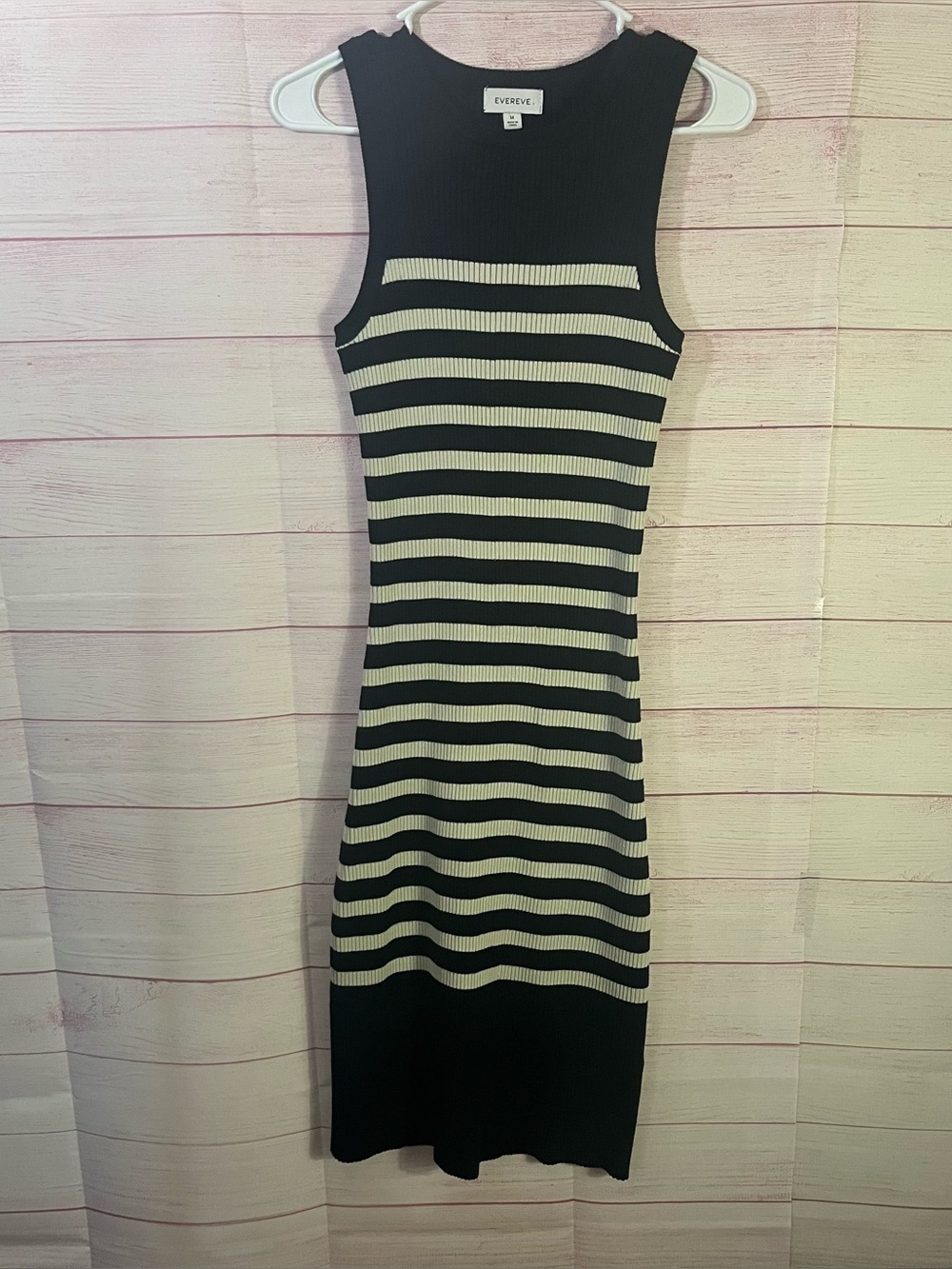 Evereve Sienna Horizontal Stripe Ribbed Knit Sweater Sleeveless Dress Size Med